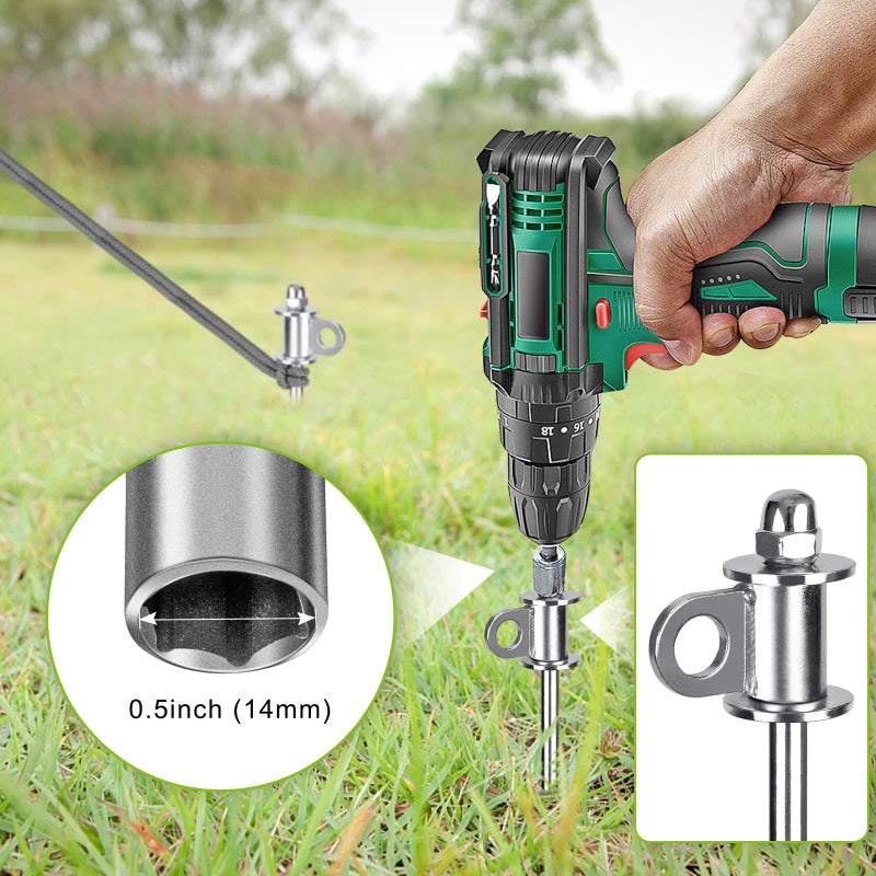 Lifeswell 4 Pack Tent Stakes, 12 Inch Heavy Duty Ground Anchors, Full Welding, Easy to Screw in and Reusable, for Camping Tents, Trampolines, Sheds, Swing Sets, Securing Animals - Image 5